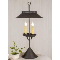 Double Candle Desk Lamp In Rustic Brown