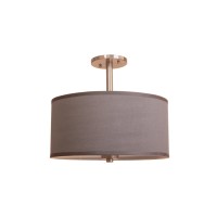 Woodbridge Lighting 13435Stn-S11502 3-Light Single Shade Satin Nickel Semi-Flush Mount, 15