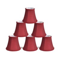 Urbanest Set Of 6 Chandelier Mini Lamp Shade 5-Inch, Bell, Clip On, Burgundy