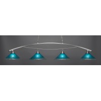 Bow 4 Light Bar Shown In Brushed Nickel Finish With 16 Teal Crystal Glass