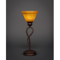 Leaf Mini Table Lamp Shown In Bronze Finish With 7 Firre Saturn Glass