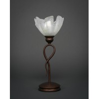 Leaf Mini Table Lamp Shown In Bronze Finish With 7 Gold Ice Glass