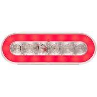 6 Oval Glolight Led Stopturntail Light 22 Super Diode With Grommet And Pl3 Connector Clear With Red Leds