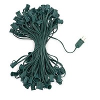 Holiday Lighting Outlet C7 Christmas Light String, Patio And Event Lighting, 100', Green Cord, 12