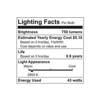 Ge Lighting Medium 60271 Energy-Efficient Crystal Clear 43-Watt 750-Lumen B13 Light Bulb Base, 2-Pack, 2 Count (Pack Of 2)