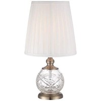 Regency Hill Ida Traditional Small Accent Table Lamp 15 High Clear Crystal Glass Sphere Brass Gold Metal Pleated White Empire Shade Decor For Bedroom House Bedside Nightstand Home Office