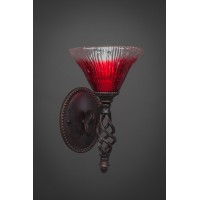 Elegante Wall Sconce Shown In Dark Granite Finish With 7 Raspberry Crystal Glass