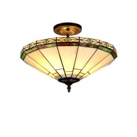 Chloe Lighting Ch31315Mi16-Uf2 Belle Tiffany Style Mission 2-Light Semi Flush Ceiling Fixture With Shade, 11.2 X 15.9 X 15.9