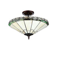 Chloe Lighting Ch31315Mi16-Uf2 Belle Tiffany Style Mission 2-Light Semi Flush Ceiling Fixture With Shade, 11.2 X 15.9 X 15.9