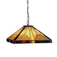 Chloe Lighting Ch33359Mr16-Dh2 Innes Tiffany-Style Mission 2-Light Ceiling Pendant Fixture With Shade, 7.48 X 16.1 X 16.1