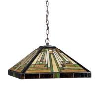 Chloe Lighting Ch33359Mr16-Dh2 Innes Tiffany-Style Mission 2-Light Ceiling Pendant Fixture With Shade, 7.48 X 16.1 X 16.1