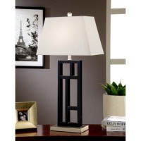 Artiva Usa Perry, Contemporary Design, 31-Inch Black & Brushed Steel Finish, Geometric-Sculptured Metal Table Lamp With Empire Shade (A21036Tb)