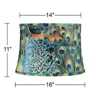 Peacock Print Medium Drum Lamp Shade 14