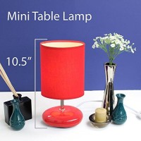 Simple Designs Lt2005-Red-2Pk Stonies Small Stone Look Table Desk Bedside 2 Pack Lamp Set, Red