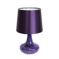 Simple Designs Lt3039Prp 1417A Contemporary Mosaic Tiled Glass Genie Standard Table Lamp With Matching Fabric Shade For Home Da