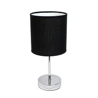 Simple Designs Lt2007-Blk Chrome Mini Basic Table Lamp With Fabric Shade, Black