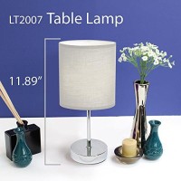 Simple Designs Lt2007-Wht Chrome Mini Basic Table Lamp With Fabric Shade, White