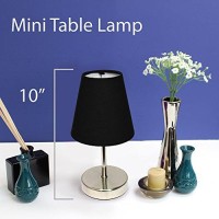 Simple Designs Lt2013-Blk Sand Nickel Mini Basic Table Lamp With Fabric Shade, Black