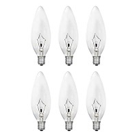 Sylvania Incandescent Double Life Light Bulb, 60W B10 Chandelier , Candelabra Base, Clear, Blunt Tip, Soft White - 6 Pack (18750)