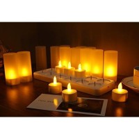 Wonenice Rechargeable Tea Lights Flickering Tealight Candles With Charging Base And Ac Adapter, Like Real Candles, No Batteries Necessary, Romantic For Parties, Events, Weddings, Living Room And Bath