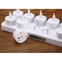 Wonenice Rechargeable Tea Lights Flickering Tealight Candles With Charging Base And Ac Adapter, Like Real Candles, No Batteries Necessary, Romantic For Parties, Events, Weddings, Living Room And Bath