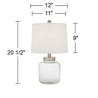 360 Lighting Nautical Coastal Accent Table Lamp Fillable 205 High Clear Glass Sea Shells Off White Linen Fabric Drum Shade For Living Room Bedroom Beach House Bedside Nightstand Home