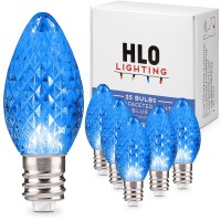 Holiday Lighting Outlet Faceted C7 Christmas Lights | Blue Led Light Bulbs Holiday Decoration | Warm Christmas Decor For Indoor & Outdoor Use | 2 Smd Leds In Each Light Bulb | Set Of 25