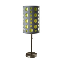 Ore International 33 Tall Metal Table Lamp With Gray And Green Shade In Silver