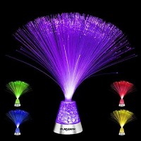 Playlearn Fiber Optic Lamp Color Changing Crystal Base - Usb/Battery Powered - 13 Inch - Fiber Optic Centerpiece Sensory Light