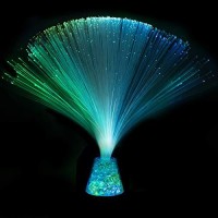 Playlearn Fiber Optic Lamp Color Changing Crystal Base - Usb/Battery Powered - 13 Inch - Fiber Optic Centerpiece Sensory Light