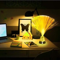 Playlearn Fiber Optic Lamp Color Changing Crystal Base - Usb/Battery Powered - 13 Inch - Fiber Optic Centerpiece Sensory Light