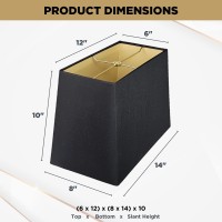 Royal Designs, Inc. Rectangle Hardback Lamp Shade, Hb-613-14Blk, Black, (6 X 12) X (8 X 14) X 10