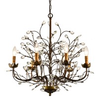 Jojospring Antique Bronze 6-Light Crystal And Iron Chandelier