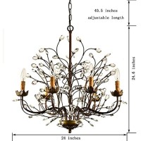 Jojospring Antique Bronze 6-Light Crystal And Iron Chandelier