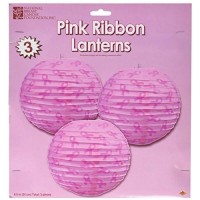 Beistle Ribbon Paper Lanterns, 9.5 Inch, Pink