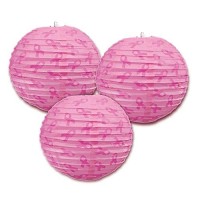 Beistle Ribbon Paper Lanterns, 9.5 Inch, Pink