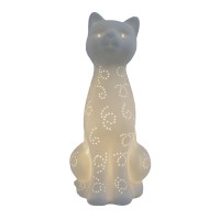 Simple Designs Lt3056-Wht White Porcelain Animal Shaped Table Lamp, Kitty Cat