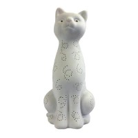 Simple Designs Lt3056-Wht White Porcelain Animal Shaped Table Lamp, Kitty Cat