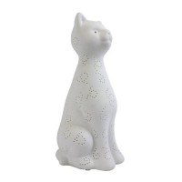 Simple Designs Lt3056-Wht White Porcelain Animal Shaped Table Lamp, Kitty Cat