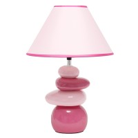 Simple Designs Lt3051Pnk 1755 Shades Of Pink Ceramic Stacked Stone Standard Table Lamp With Fabric Shade For Home Dacor Nights