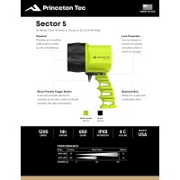 The potent 550 lumen Sector 5 is a serious primary dive light delivering extensive illumination underwater Four Ccell batteries keep the powerhouse light compact while providing 24 long hours of runtime The trigger switch is easy to use with gloved hands 