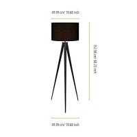 Versanora Romanza Modern Led Tripod Floor Lamp Tall Standing Light With Drum Shade Metal Legs For Living Room Study Reading Bedroom Home Office, 60 Inch Height, Matte Black