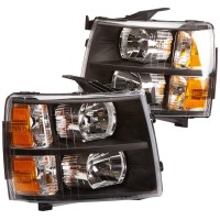 Spyder Auto Hdjhcs07Ambk Chevy Silverado 150025003500 Black Crystal Headlight Pair