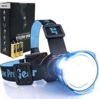 Outdoor Pro Gear Led Headlamp Flashlight [3-Aa Batteries Included] Magnifying Lens, Head Lamp For Camping, Caving, Search & Rescue, Super Bright Spotlight Headlight, Emergency Supplies (Blue)