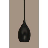 Stem Mini Pendant With Hang Straight Swivel Shown In Matte Black Finish With 5 Matte Black Oval Metal Shade