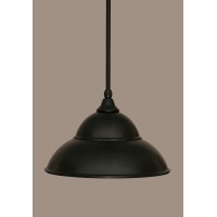 Stem Mini Pendant With Hang Straight Swivel Shown In Matte Black Finish With 13 Matte Black Double Bubble Metal Shade