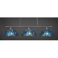 Oxford 3 Light Bar Shown In Brushed Nickel Finish With 16 Blue Mosaic Art Glass