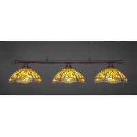 Oxford 3 Light Bar Shown In Dark Granite Finish With 16 Amber Dragonfly Art Glass