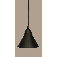 Cord Mini Pendant Shown In Matte Black Finish With 7 Matte Black Cone Metal Shade