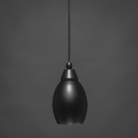 Cord Mini Pendant Shown In Matte Black Finish With 5 Matte Black Oval Metal Shade